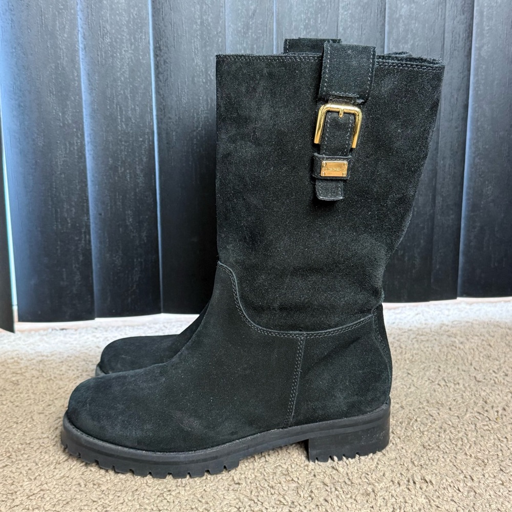 Dolce & Gabbana Suede Leather Boots Black Buckle 39
